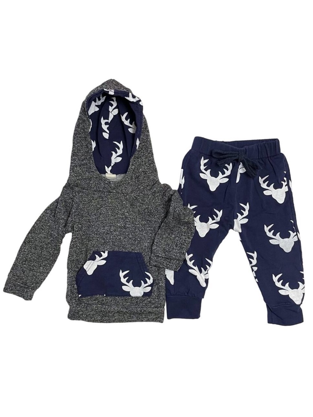 Baby Deer Blue White Gray Sweatshirt Sweatpant Matched Set Size 80 CM | 12 Month